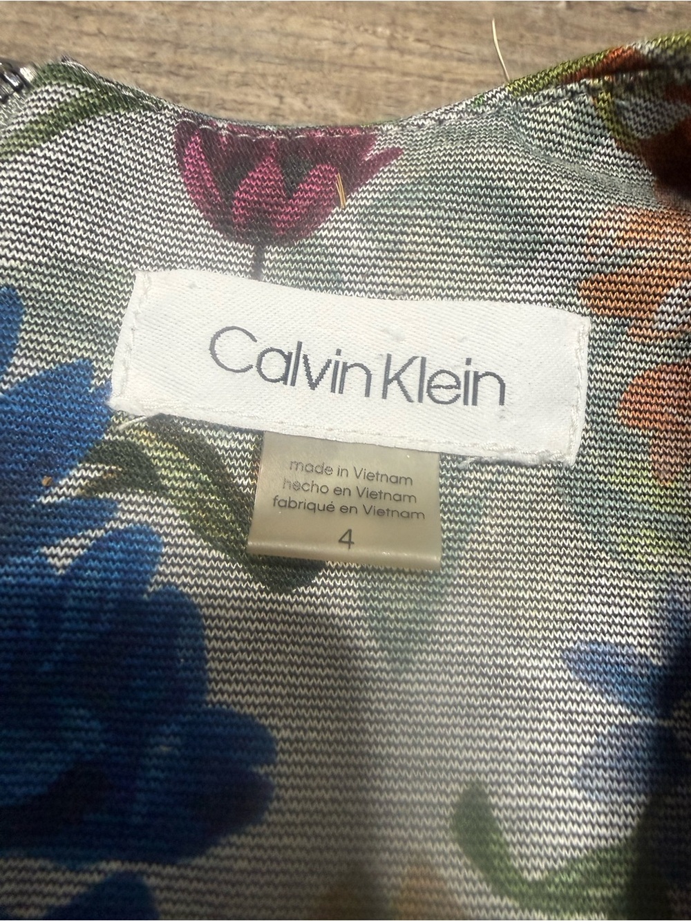 Calvin Klein Floral Bell-Sleeve Dress Midi Crewneck Women's Size 4 - Picture 4 of 10